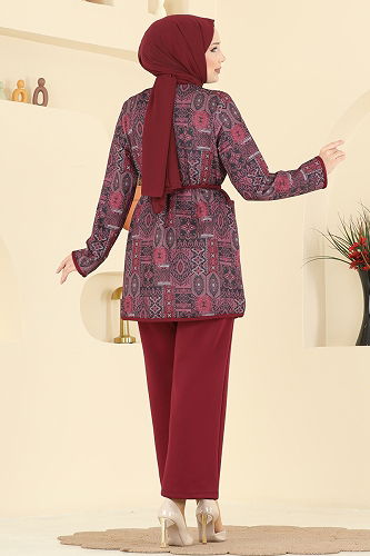 moda selvim Combined 8019TEG847 Burgundy - Thumbnail