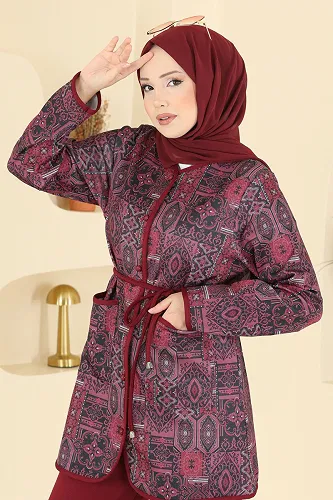 moda selvim طقم خمري 8019TEG847 - Thumbnail