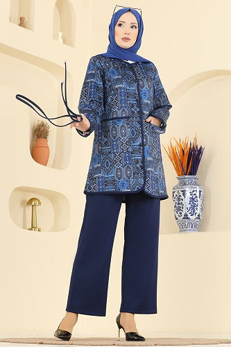 moda selvim طقم كحلي 8019TEG847 - Thumbnail