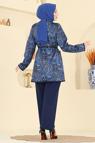 moda selvim طقم كحلي 8019TEG847 - Thumbnail