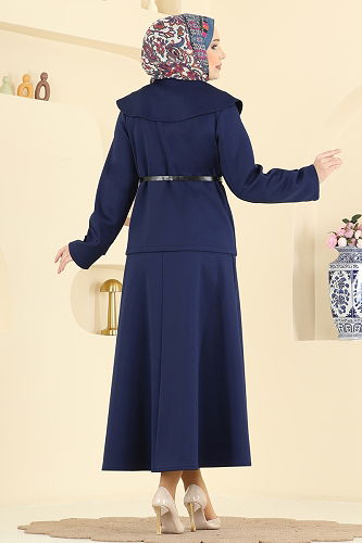 moda selvim طقم كحلي 8021TEG847 - Thumbnail