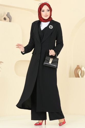 moda selvim طقم أسود 8036AB368 - Thumbnail