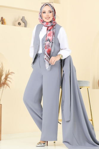 moda selvim طقم رمادي 8036AB368 - Thumbnail
