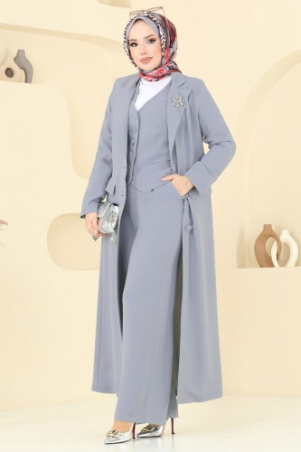 moda selvim طقم رمادي 8036AB368 - Thumbnail