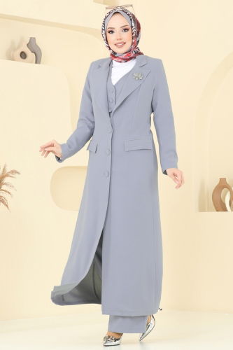 moda selvim طقم رمادي 8036AB368 - Thumbnail