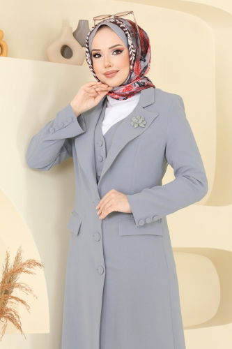 moda selvim طقم رمادي 8036AB368 - Thumbnail