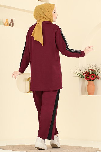 moda selvim طقم خمري 8036TEG847 - Thumbnail