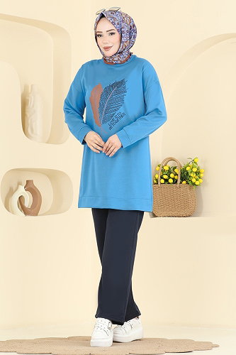 moda selvim Combined 8040UZ662 Baby Blue & Navy Blue - Thumbnail