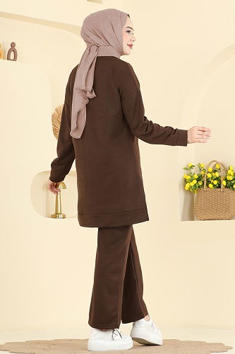 moda selvim طقم بني غامق 8040UZ662 - Thumbnail