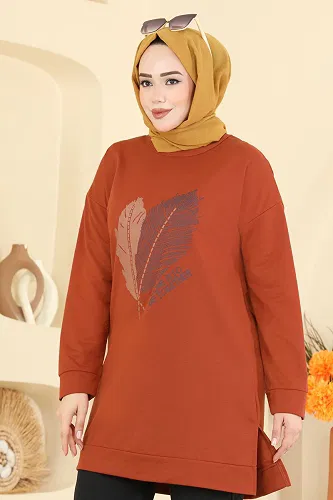 moda selvim طقم قرميدي غامق 8040UZ662 - Thumbnail