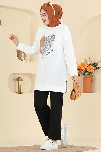 moda selvim Combined 8040UZ662 Ecru & Black - Thumbnail