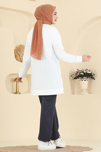 moda selvim Combined 8040UZ662 Ecru&Navy Blue - Thumbnail