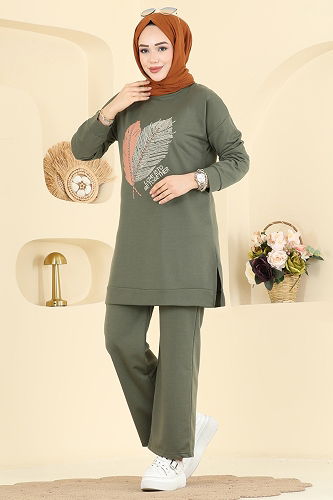 moda selvim طقم اخضر عفني 8040UZ662 - Thumbnail