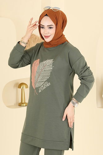 moda selvim طقم اخضر عفني 8040UZ662 - Thumbnail