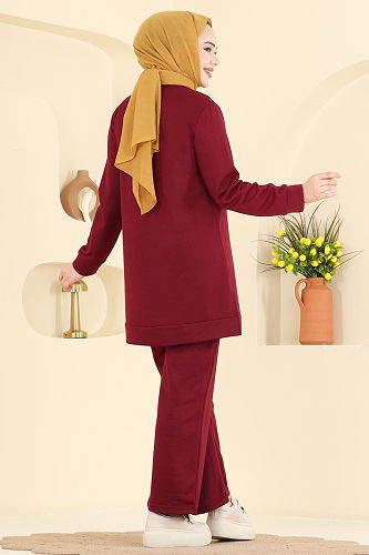 moda selvim طقم خمري 8050UZ662 - Thumbnail