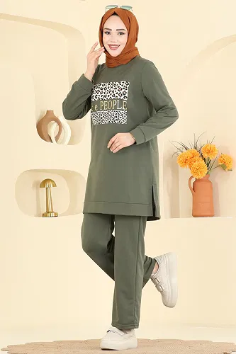 moda selvim طقم اخضر عفني 8050UZ662 - Thumbnail