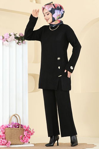 moda selvim طقم أسود 8052OZN1046 - Thumbnail