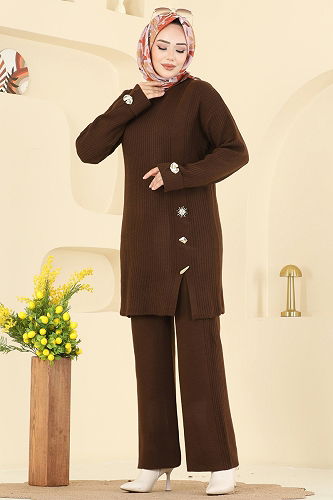 moda selvim طقم بني 8052OZN1046 - Thumbnail