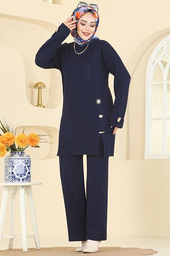 moda selvim طقم كحلي 8052OZN1046 - Thumbnail