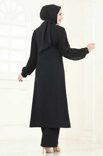 moda selvim طقم أسود 8058ABK1075 - Thumbnail