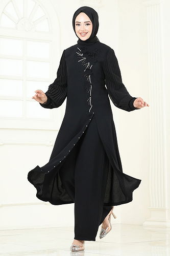 moda selvim طقم أسود 8058ABK1075 - Thumbnail