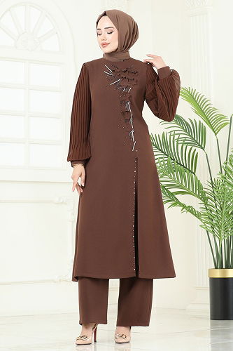 moda selvim طقم بني 8058ABK1075 - Thumbnail