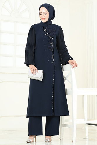 moda selvim طقم كحلي 8058ABK1075 - Thumbnail