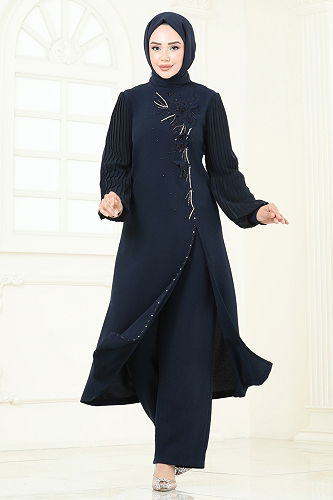 moda selvim طقم كحلي 8058ABK1075 - Thumbnail