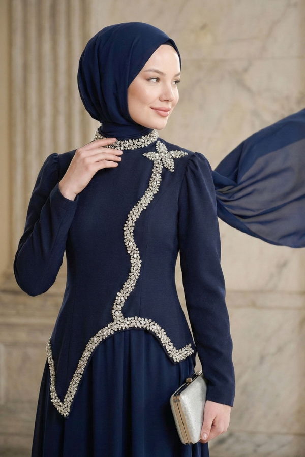 Modaselvim EVENING DRESSES Combined 8060YG95 Navy Blue