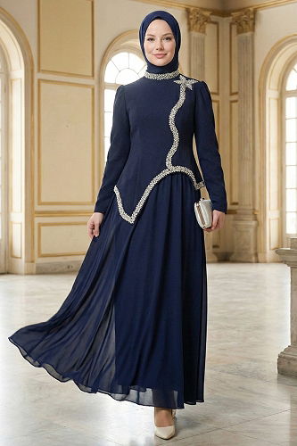 moda selvim طقم كحلي 8060YG95 - Thumbnail