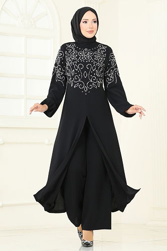 moda selvim طقم أسود 8062ABK1075 - Thumbnail