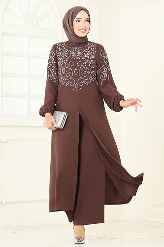 moda selvim طقم بني 8062ABK1075 - Thumbnail