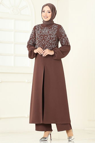 moda selvim طقم بني 8062ABK1075 - Thumbnail