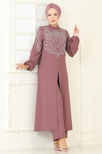 moda selvim طقم وردي 8062ABK1075 - Thumbnail