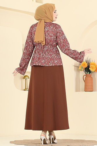 moda selvim طقم بني 8062TEG847 - Thumbnail