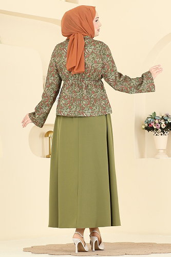 moda selvim طقم اخضر عفني 8062TEG847 - Thumbnail