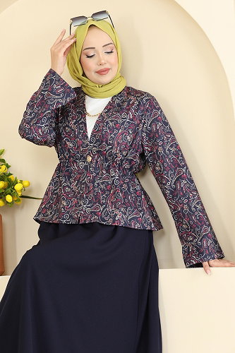 moda selvim طقم كحلي 8062TEG847 - Thumbnail