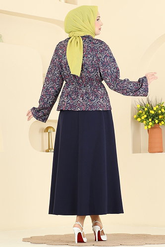 moda selvim طقم كحلي 8062TEG847 - Thumbnail