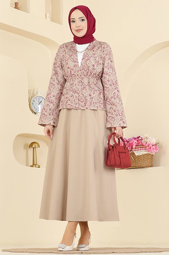 moda selvim طقم بيج 8062TEG847 - Thumbnail