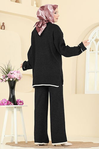 moda selvim طقم أسود 8071KLB1050 - Thumbnail