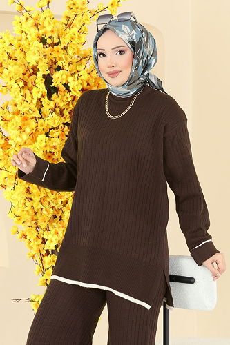 moda selvim طقم بني 8071KLB1050 - Thumbnail
