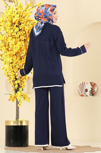 moda selvim طقم كحلي 8071KLB1050 - Thumbnail