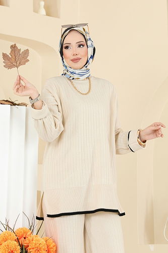 moda selvim طقم بيج 8071KLB1050 - Thumbnail