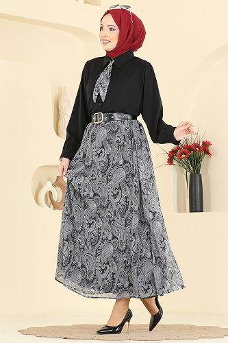 moda selvim طقم أسود 8076TEG847 - Thumbnail