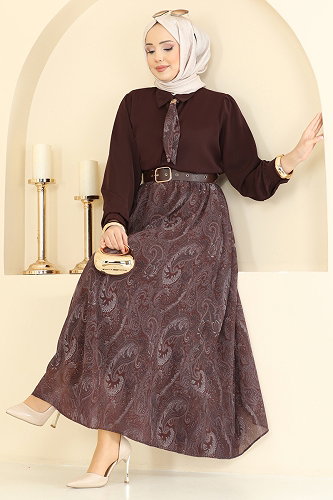 moda selvim طقم بني 8076TEG847 - Thumbnail