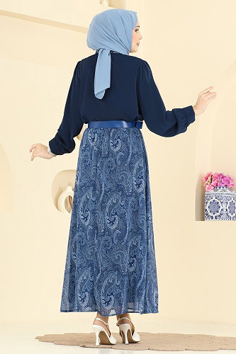 moda selvim طقم كحلي 8076TEG847 - Thumbnail