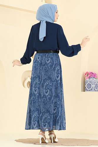 moda selvim طقم كحلي 8076TEG847 - Thumbnail