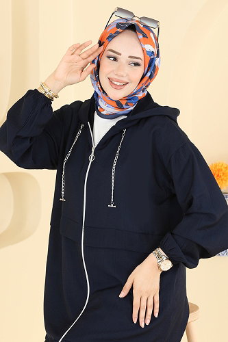 moda selvim طقم كحلي 8081TEG847 - Thumbnail