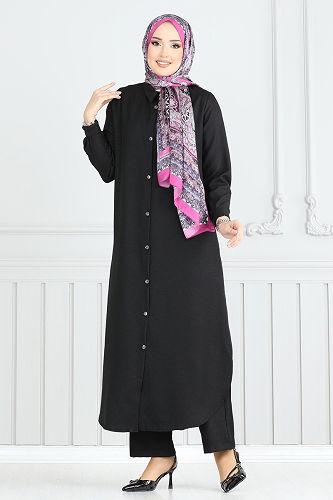 moda selvim طقم أسود 808OZN1046 - Thumbnail