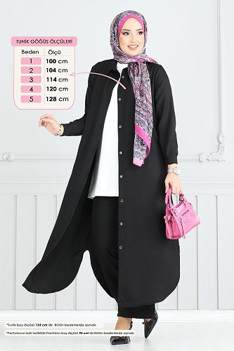 moda selvim طقم أسود 808OZN1046 - Thumbnail